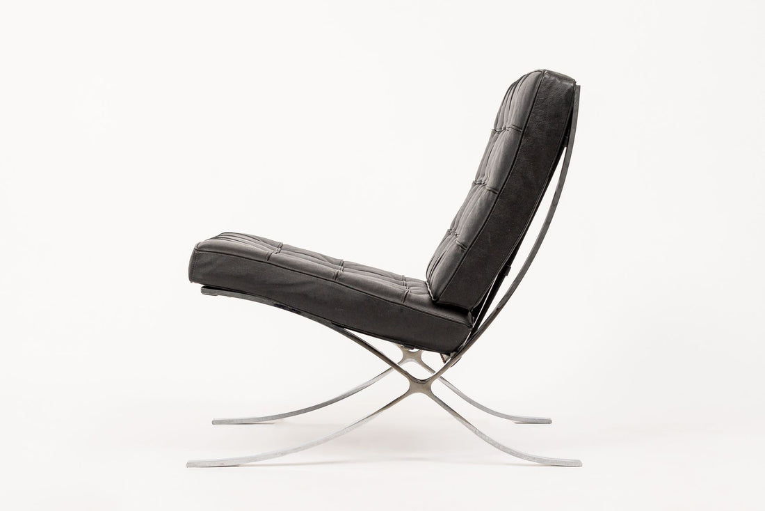 Mid Century Black Barcelona Chair by Mies van der Rohe for Knoll