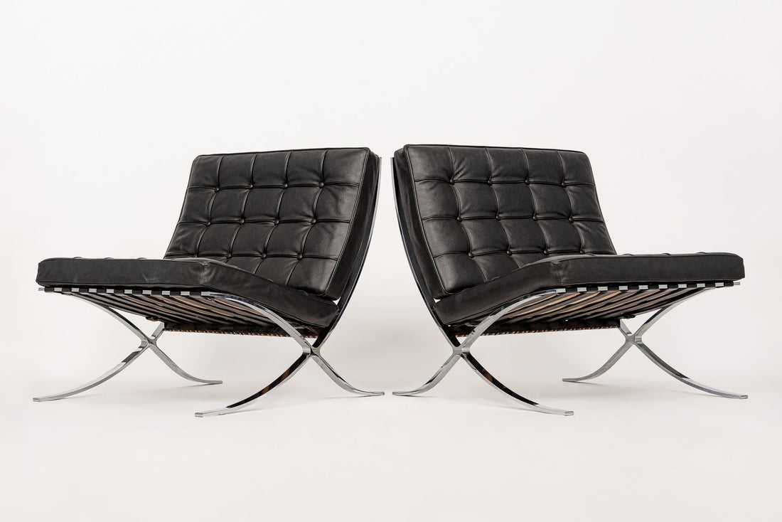 Mid Century Black Barcelona Chairs by Mies van der Rohe for Knoll