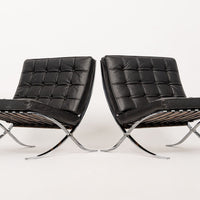 Mid Century Black Barcelona Chairs by Mies van der Rohe for Knoll