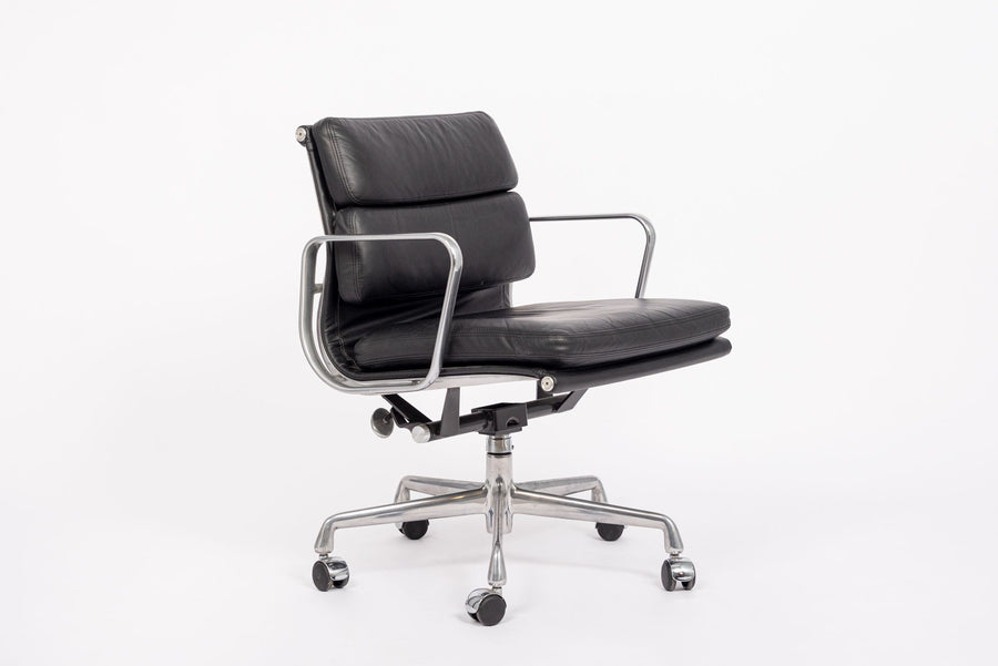 2001 Eames Herman Miller Black Leather Desk Chairs Aluminum Group