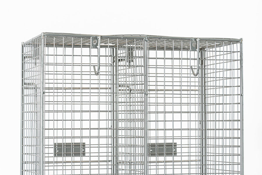 Pair British Industrial Metal Wire Mesh Locker Sets, Made in the UK