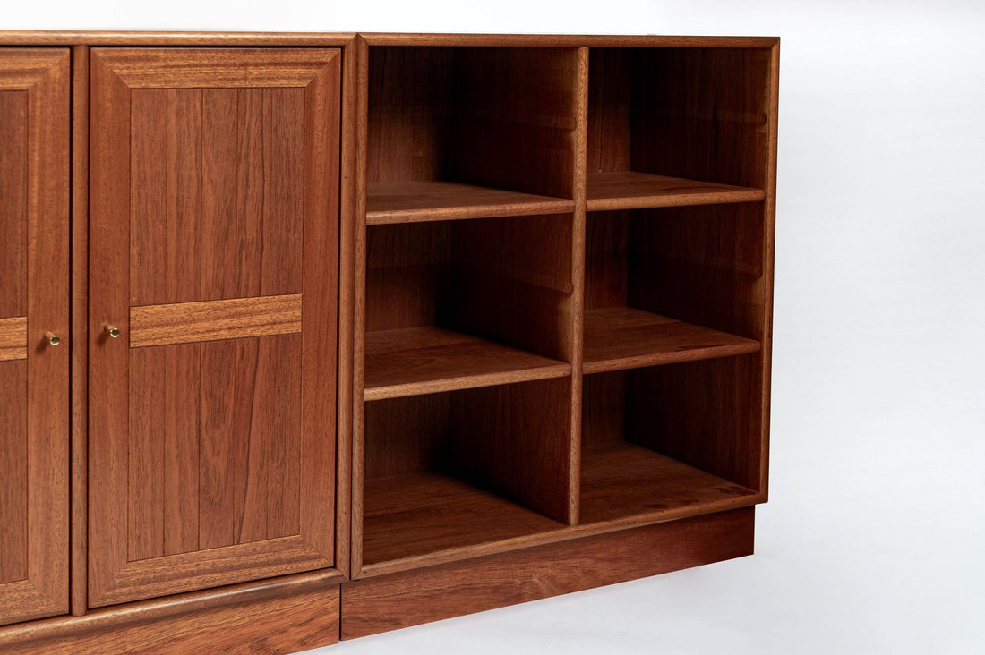 Danish Modern Modular Bookshelf Cabinet System in Teak Wood