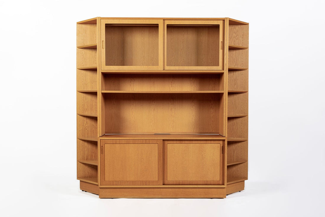 Mid Century Danish Oak Wood Shelving & Display Cabinets by Poul Hundevad