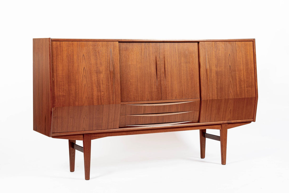 Mid-Century Danish Modern Teak High Sideboard or Bar Cabinet 1960s