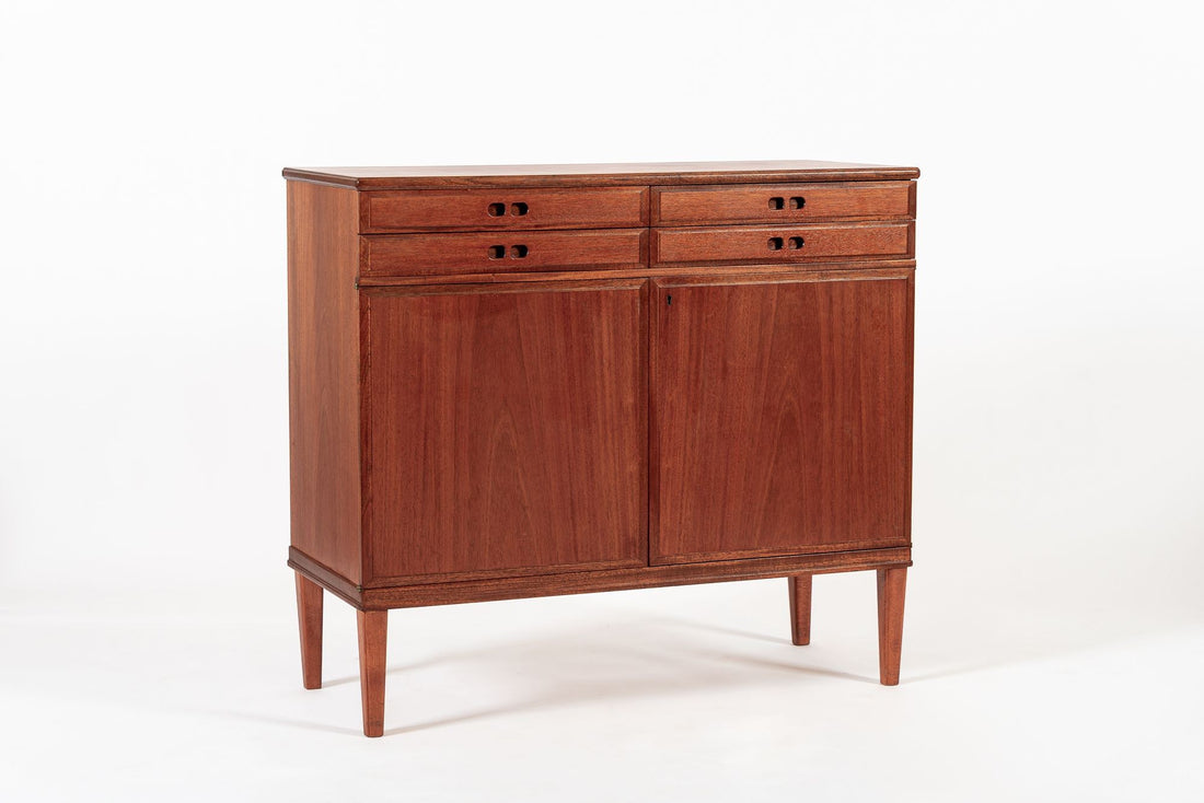 Mid Century Danish Modern Tall Two-Piece Teak Cabinet Hutch