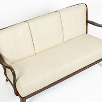 Danish Modern Solid Walnut Spindle Back Sofa in Schumacher Fabric, Circa 1960