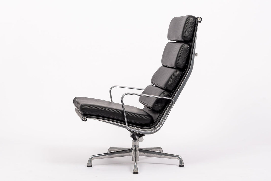 Eames Herman Miller Black Leather Soft Pad Office Lounge Chair