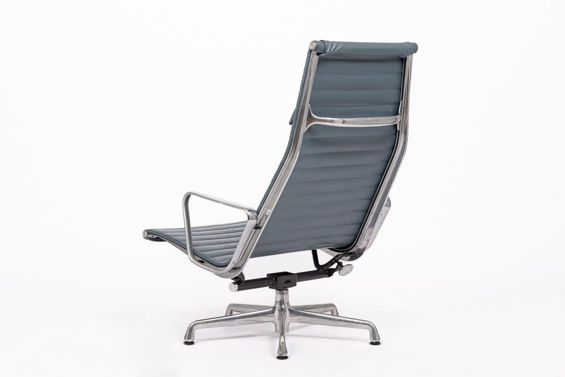 Eames Herman Miller Blue Gray Leather Office Lounge Chair - 2 Available