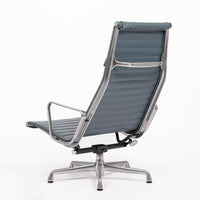 Eames Herman Miller Blue Gray Leather Office Lounge Chair - 2 Available