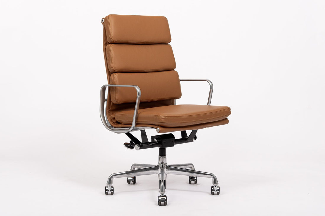 Herman Miller Eames Tall Brown Leather Desk Chair Soft Pad