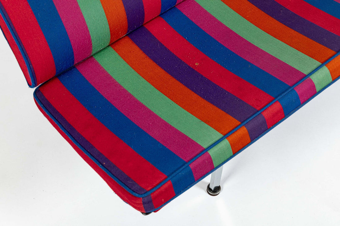Mid Century Sofa Compact Eames for Herman Miller, Alexander Girard Striped Fabric, 1970s