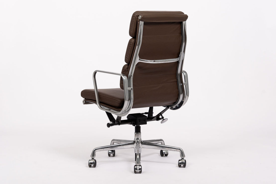 Herman Miller Eames Tall Dark Brown Leather Desk Chair Soft Pad