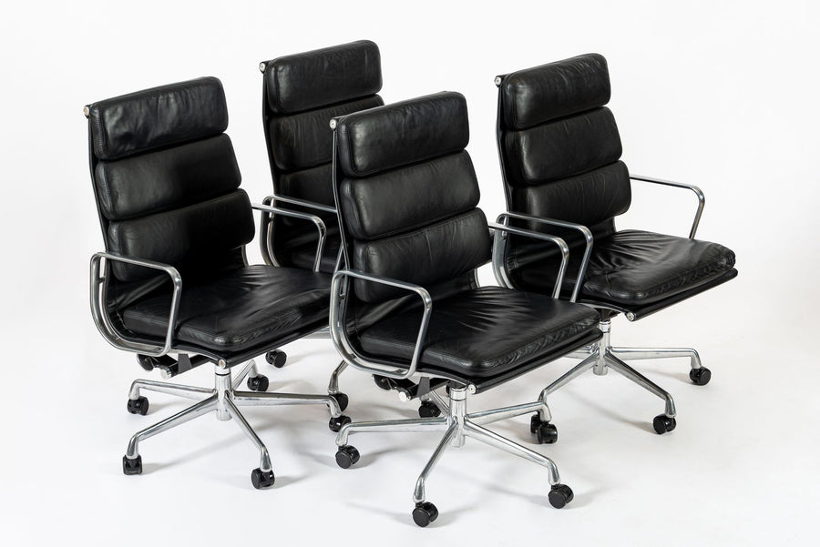 Authentic Eames Herman Miller Tall Black Leather Office Chairs 2001