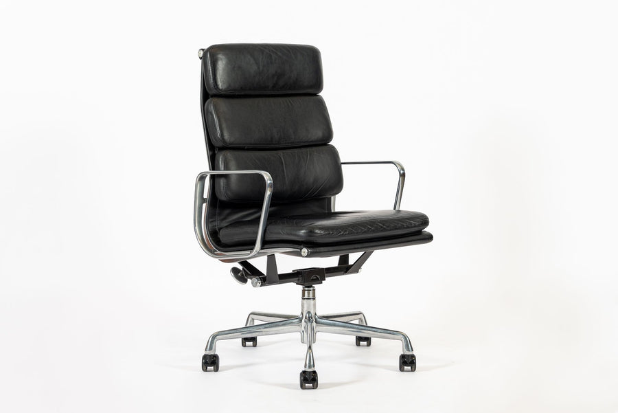 Pair Authentic Eames Herman Miller Tall Black Leather Office Chairs 2001