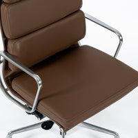 Eames for Herman Miller Tall Brown Leather Desk Chair Soft Pad
