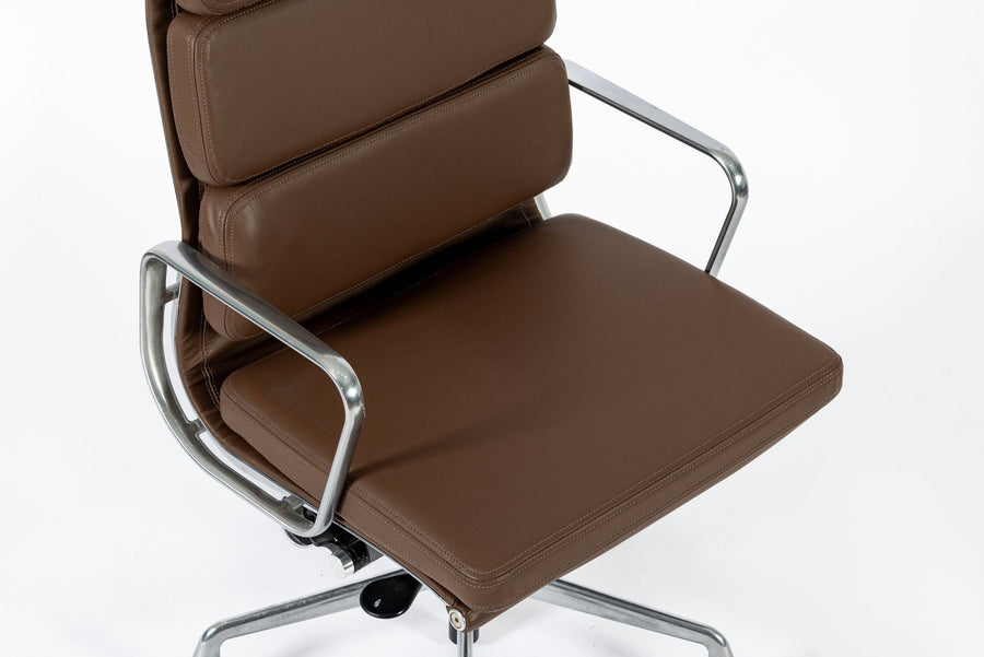 Eames for Herman Miller Tall Brown Leather Desk Chair Soft Pad