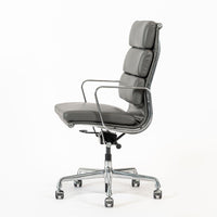 Herman Miller Eames Aluminum Group Tall Gray Leather Office Chair Soft Pad