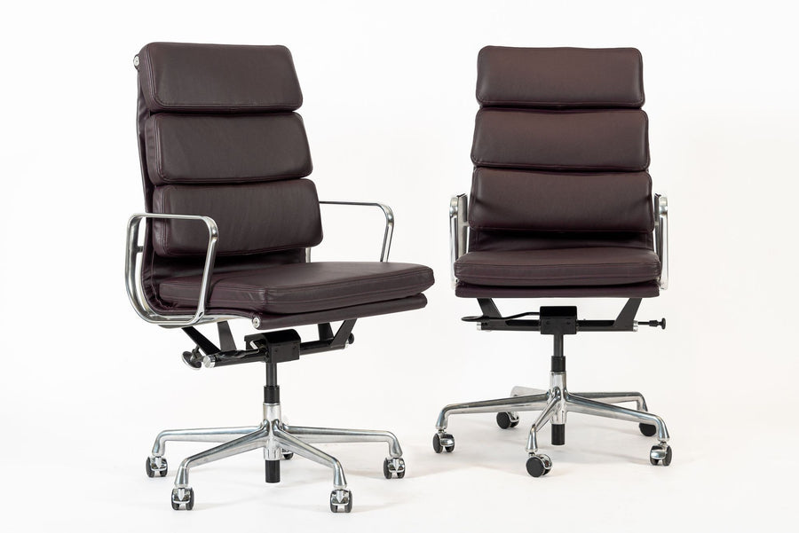 Eames for Herman Miller Tall Dark Purple Desk Chairs Set of 2
