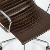 Eames Herman Miller Aluminum Group Thin Pad Brown Leather Office Chair, 2008