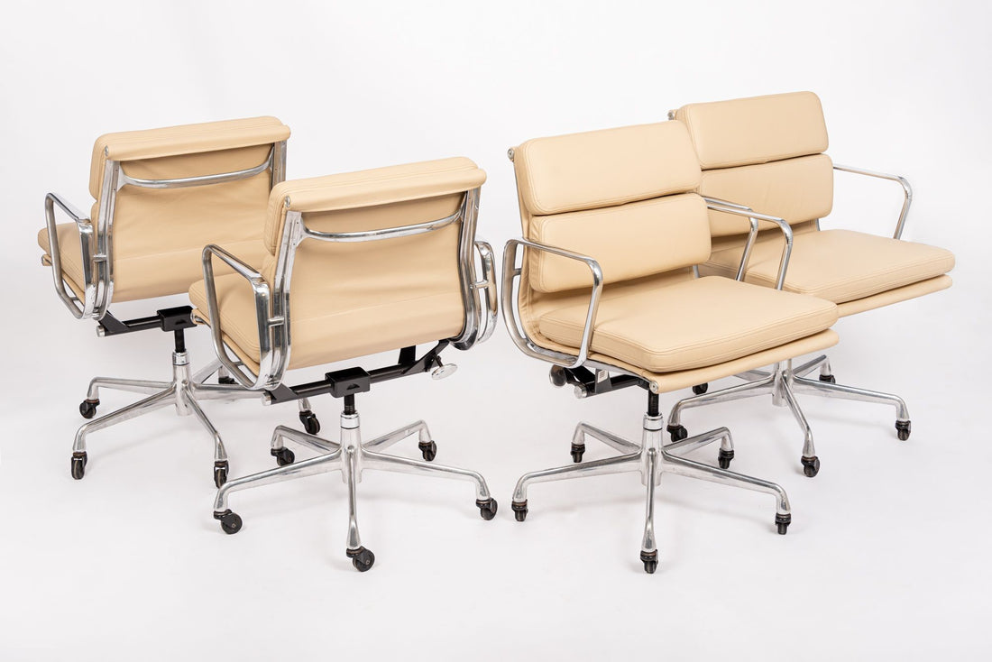 Eames Herman Miller Tan Leather Desk Chairs 2000s Set of 4