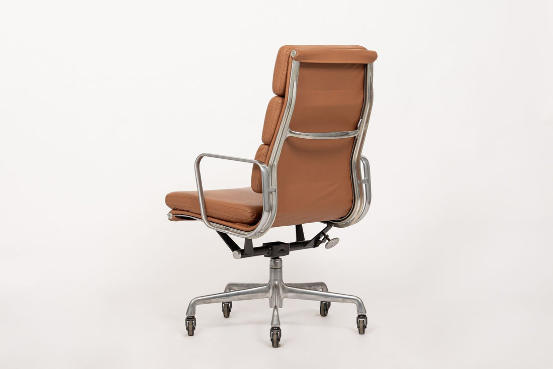 Herman Miller Eames Tall Brown Leather Desk Chair Aluminum Group