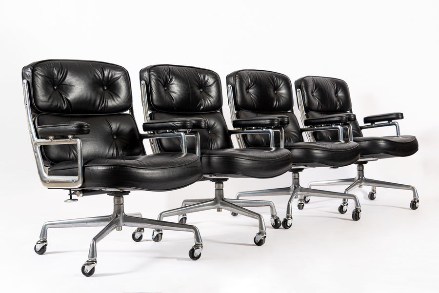 Eames for Herman Miller Time Life Black Leather Office Chairs 1980s