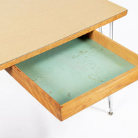 Kem Weber Trimline Desk for Heywood Wakefield, Mid Century Modern Birch and Chrome Office Desk, 1950s