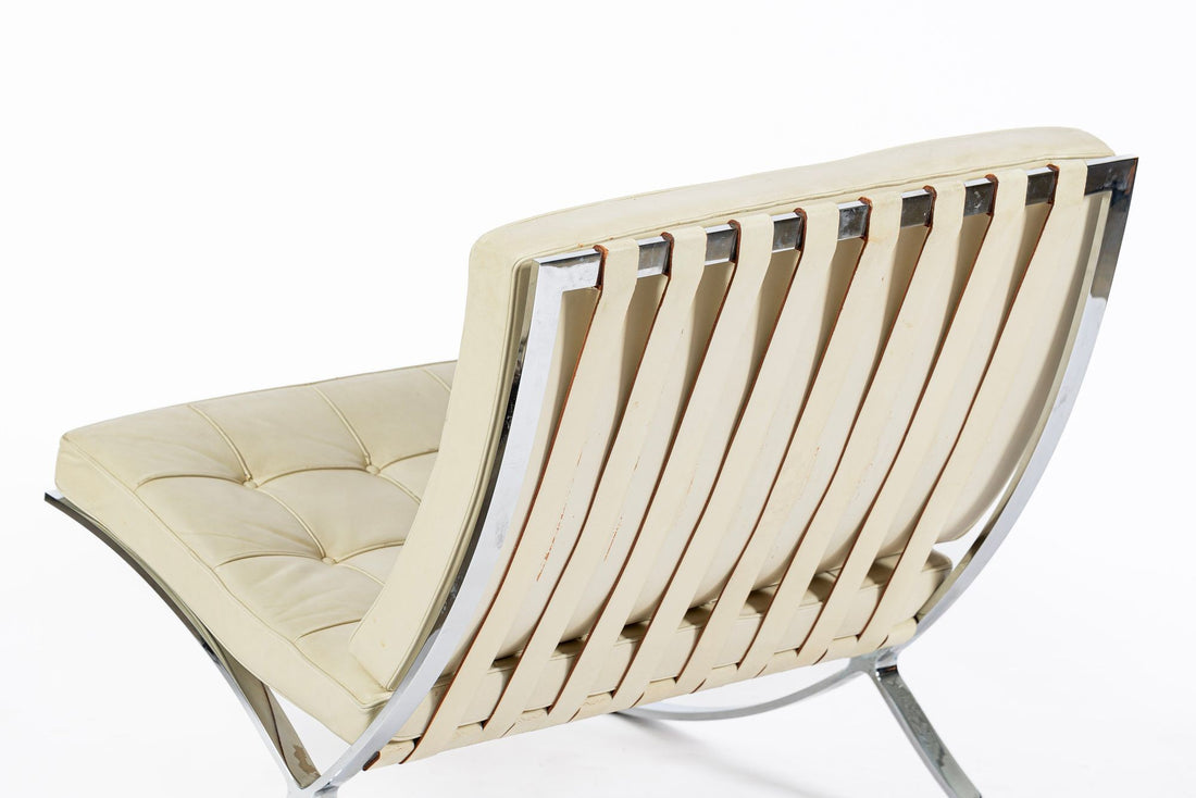 Mid Century Cream Barcelona Chairs by Mies van der Rohe for Knoll, 1980s