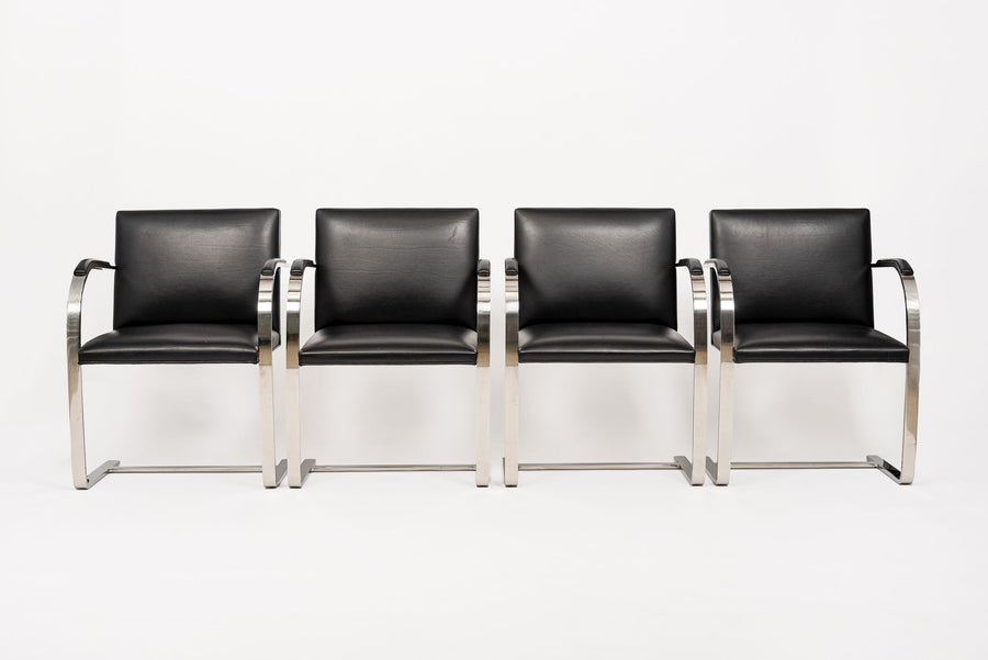 Mid Century Black Brno Chairs by Mies van der Rohe for Knoll 12 Available