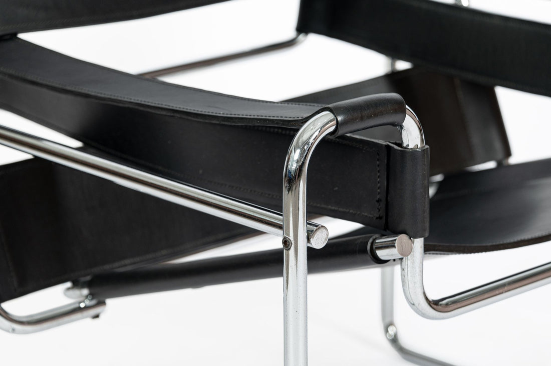 Vintage Mid Century Black Wassily Chair by Marcel Breuer (attr.) 1970s