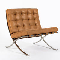 Mid Century Brown Leather Barcelona Chair by Mies van der Rohe for Knoll, 1983