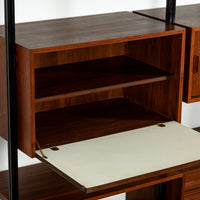 Early Production George Nelson OMNI Three-Bay Modular Walnut Wall Unit by Structural Products, Circa 1961