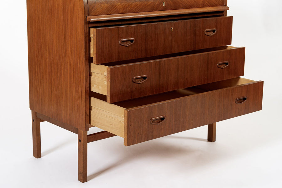 Mid Century Swedish Teak Rolltop Secretary Desk by Egon Ostergaard