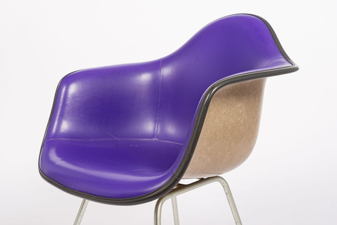 Mid Century DAX Purple Bucket Lounge Chairs by Eames for Herman Miller