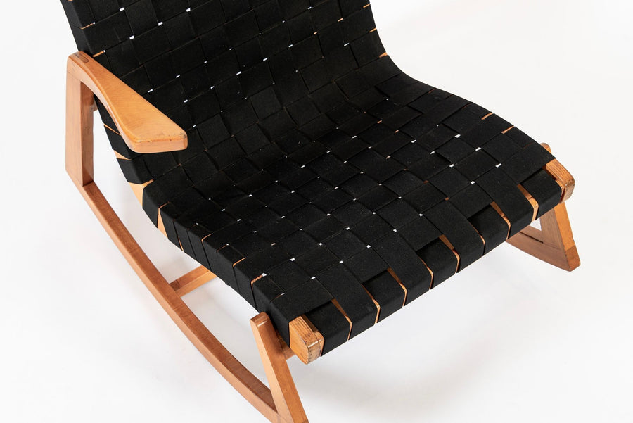 Rare Early Mid Century Wooden Rocking Chair by Ralph Rapson, 1940s