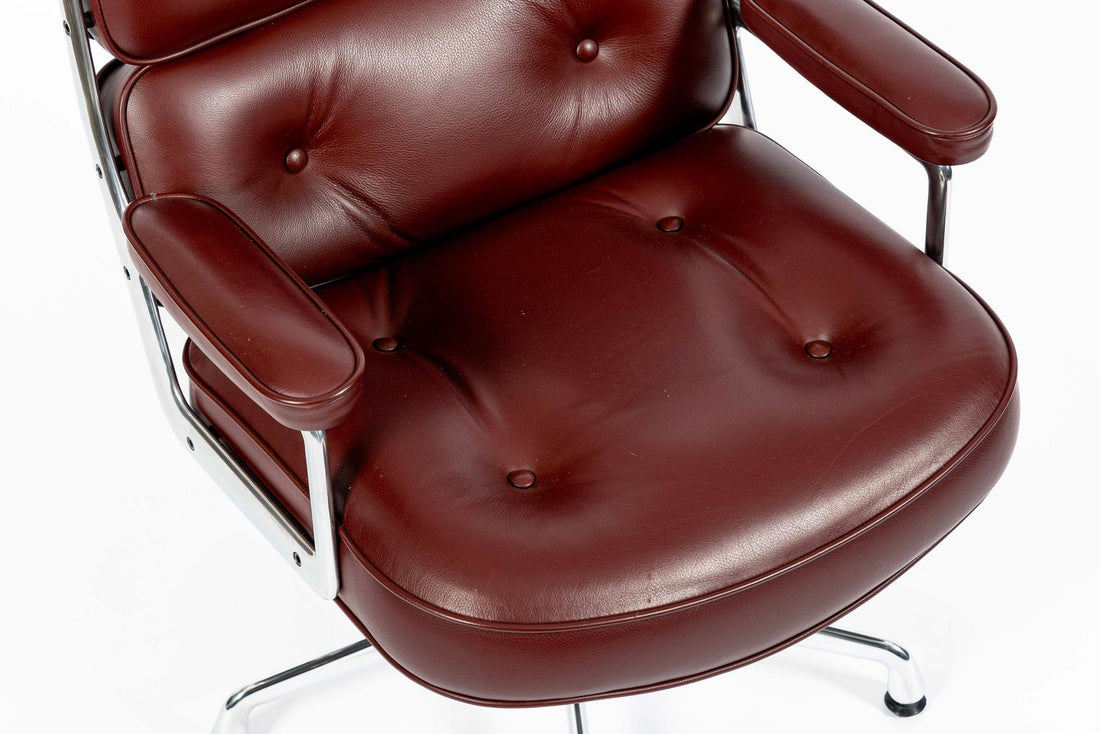 Pair Eames Herman Miller Time Life Lobby Red Leather Office Chairs