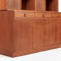 Large Mid Century Swedish Teak Wood Bookshelf Wall Unit by Bodafors