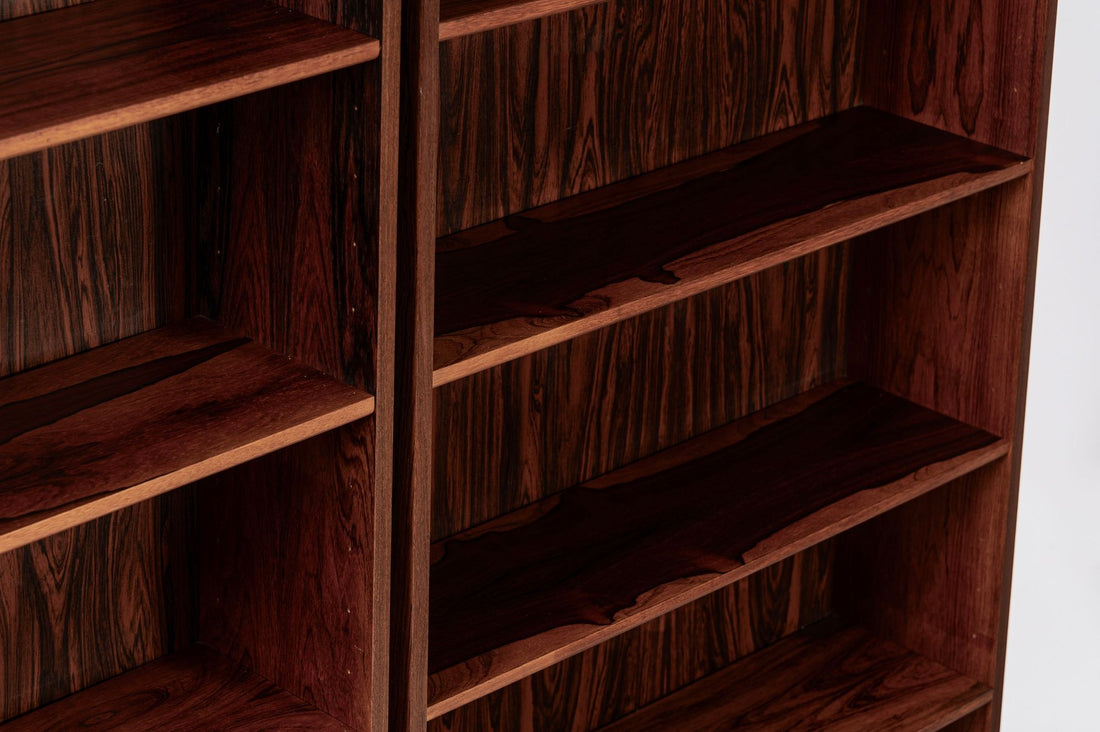 Pair of Mid Century Scandinavian Modern Tall Rosewood Bookcases