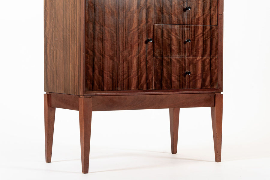 Mid Century Danish Modern Dark Wood Tall Cabinet