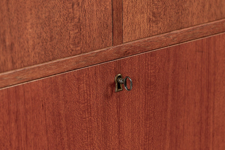Mid Century Danish Teak Wood Drop-Down Secretary Desk Wall Unit