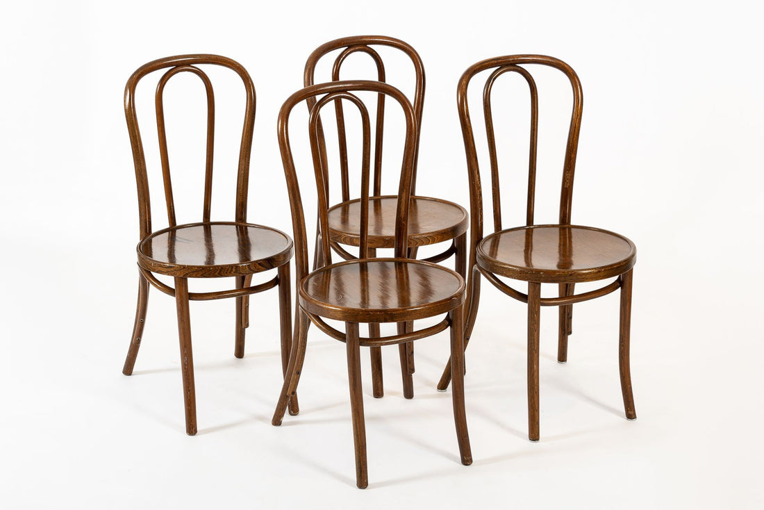 Vintage Antique Bentwood Bistro Cafe Chairs by Thonet Set of 4