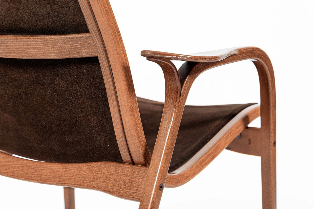 Pair Mid-Century Swedish Brown Lamino Lounge Chairs by Yngve Ekström for Swedese
