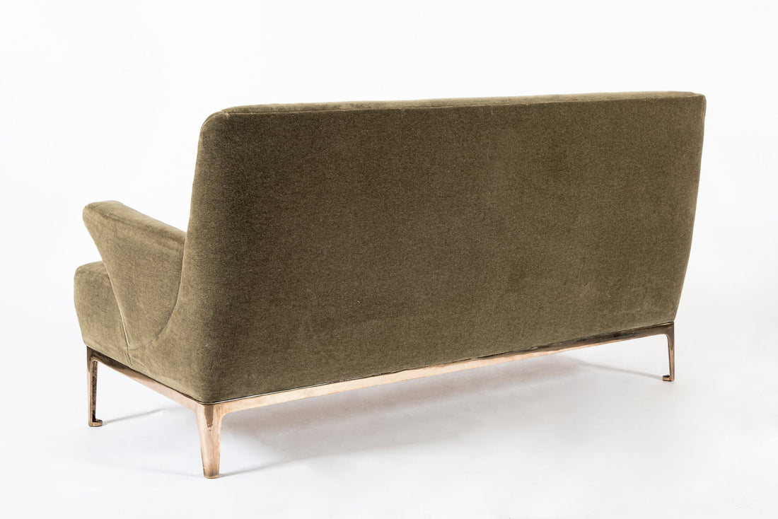 Restored 1940s Art Deco Sofa Mink Mohair, Matching Chair Available