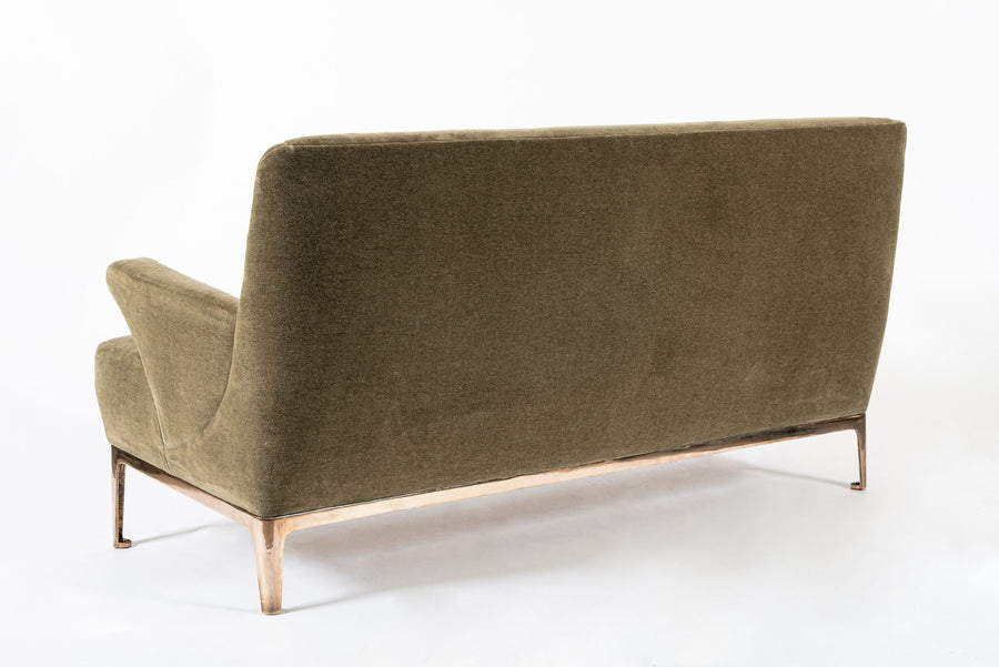 Restored 1940s Art Deco Sofa Mink Mohair, Matching Chair Available