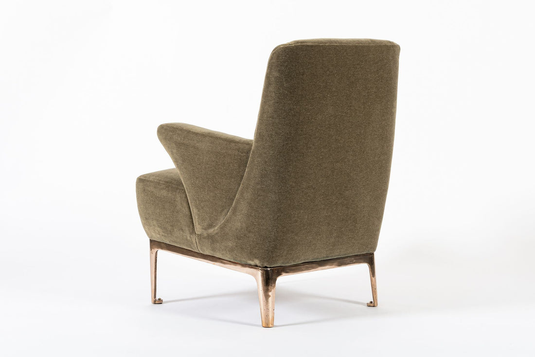 Restored 1940s Art Deco Lounge Chair Mink Mohair, Matching Sofa Available