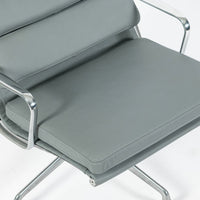 Eames Soft Pad Recliner for Herman Miller, Gray Leather Aluminum Group Lounge Chair
