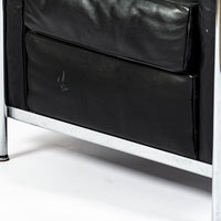 Authentic Cassina LC2 Black Leather Petit Lounge Chair by Le Corbusier, 4x Avail