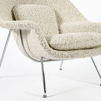 Early Restored Mid Century Ivory Wool Womb Chair by Saarinen for Knoll, Multiples/Custom Avail