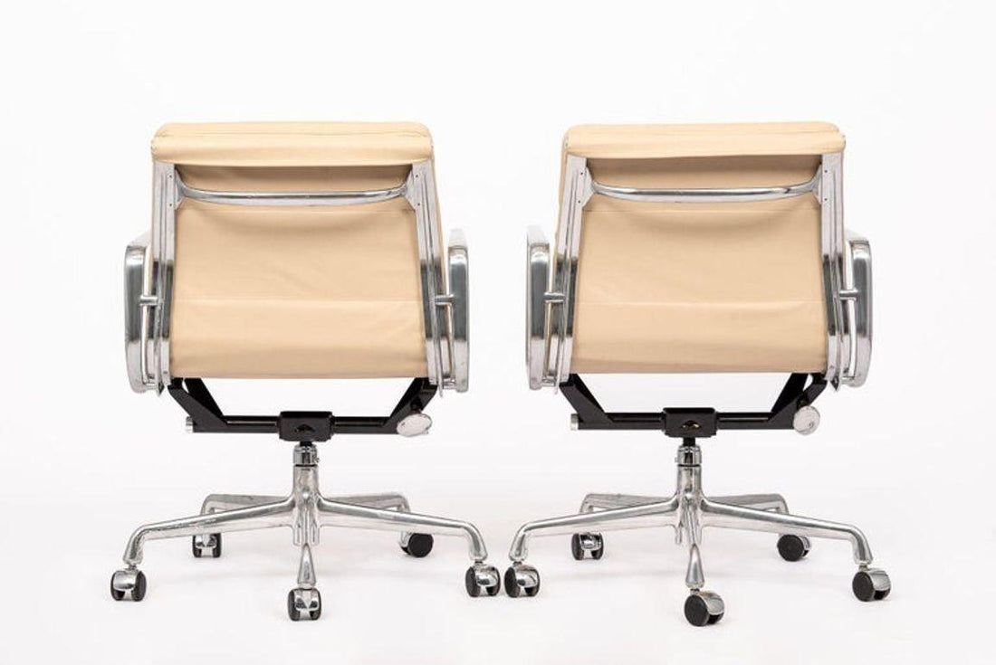 Eames for Herman Miller Cream Leather Office Chair Pair 2000s