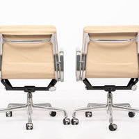 Eames for Herman Miller Cream Leather Office Chair Pair 2000s